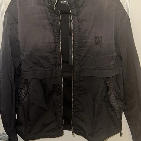 Amiri Windbreaker Men's Black Hooded Jacket